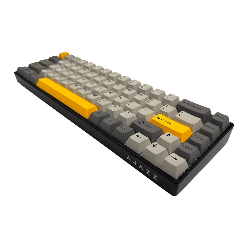 Ajazz AK680 V2 RGB Wired 68-Keys Aluminum Case Hot-Swappable Mechanical Keyboard (Black/Grey/Yellow) (Ice Island Switch)