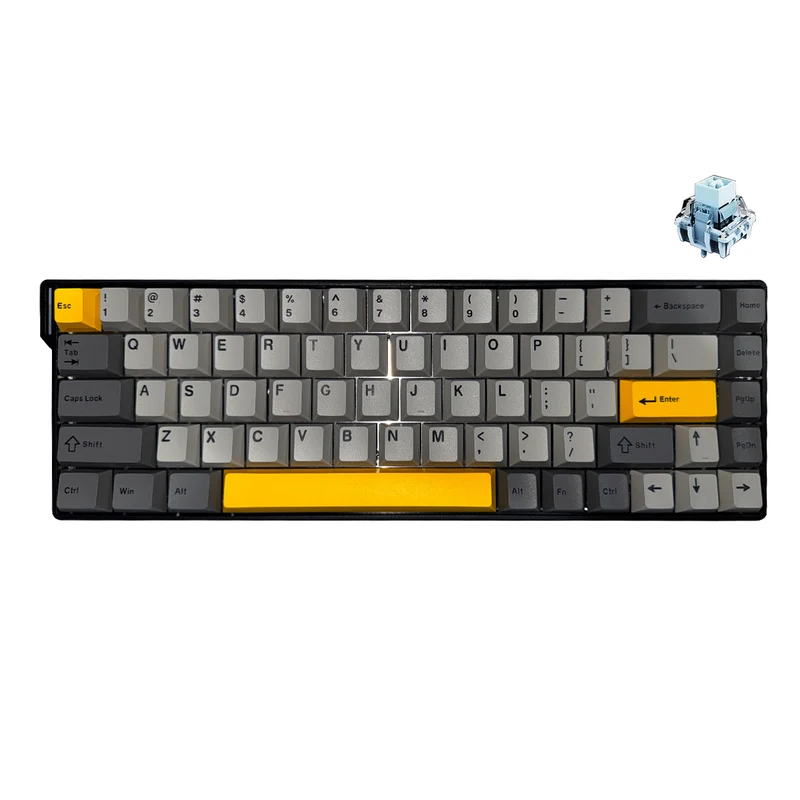 Ajazz AK680 V2 RGB Wired 68-Keys Aluminum Case Hot-Swappable Mechanical Keyboard (Black/Grey/Yellow) (Ice Island Switch)
