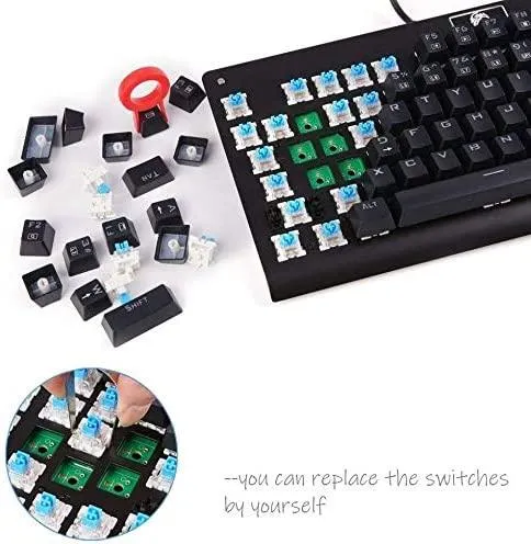 E-YOOSO Falcon Mechanical Gaming Keyboard Green Switch Z-77 (Black)