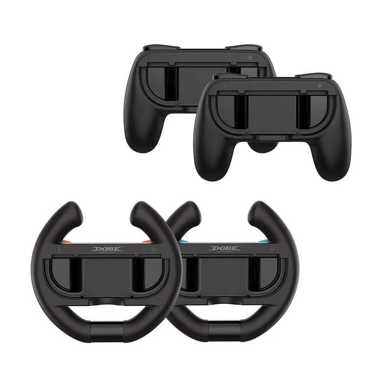 Dobe Controller Grip & Semi-Circle Steering Wheel Kit for Nintendo Switch 2 Joy-Pad (Black) TNS-5109