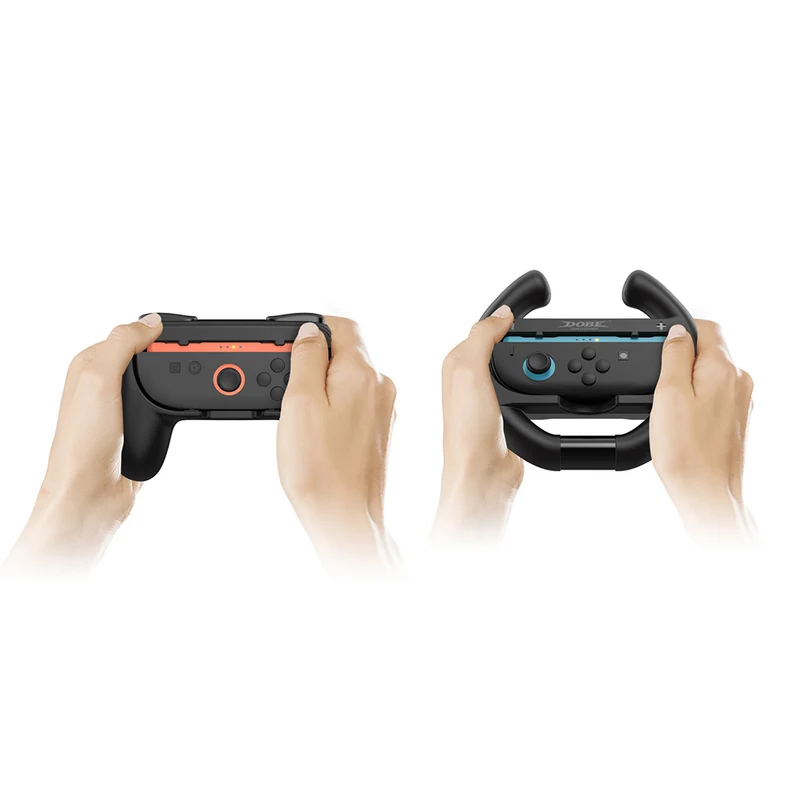 Dobe Controller Grip & Semi-Circle Steering Wheel Kit for Nintendo Switch 2 Joy-Pad (Black) TNS-5109