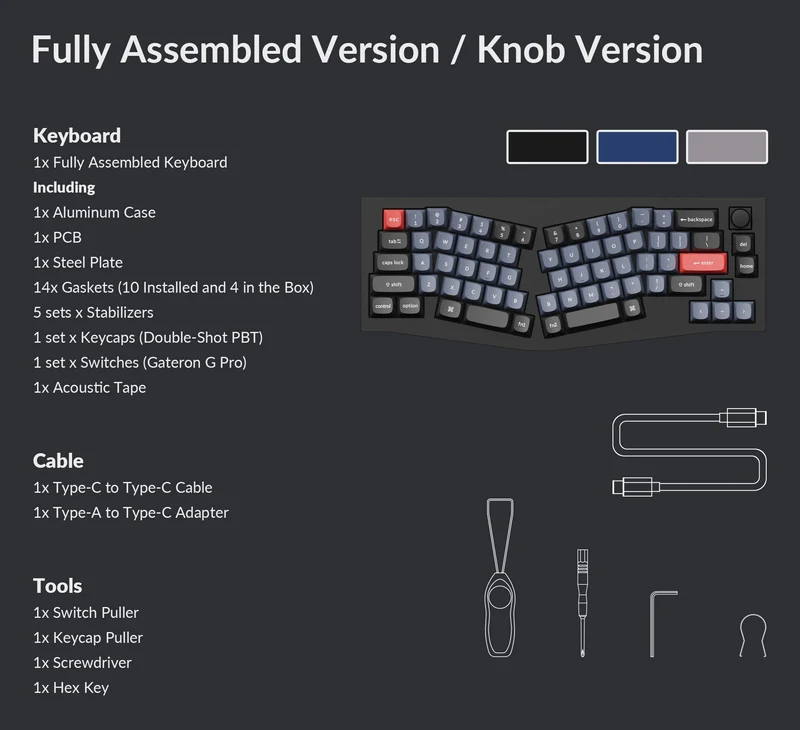 Keychron Q8 QMK Knob Version RGB Backlight Hot-Swappable Wired Mechanical Keyboard - Carbon Black (Brown Switch) (Q8M3)