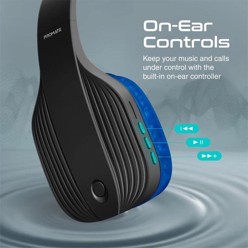 Promate Terra High Sonic Performance Wireless Headphones (Blue)