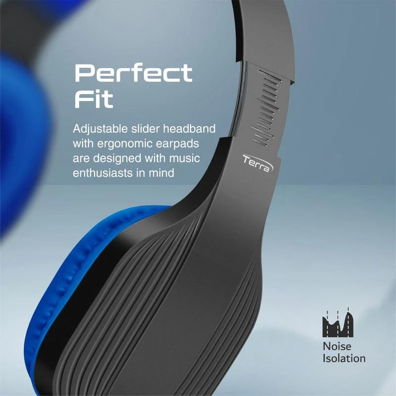 Promate Terra High Sonic Performance Wireless Headphones (Blue)
