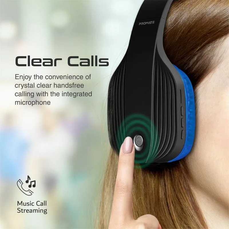 Promate Terra High Sonic Performance Wireless Headphones (Blue)