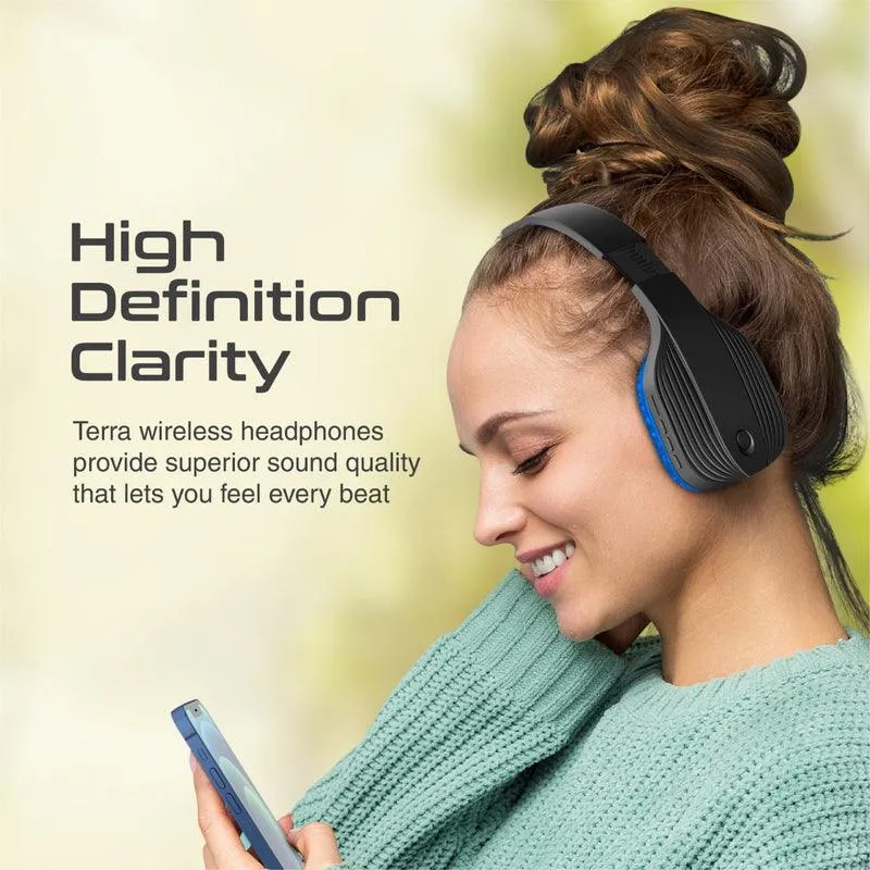 Promate Terra High Sonic Performance Wireless Headphones (Blue)