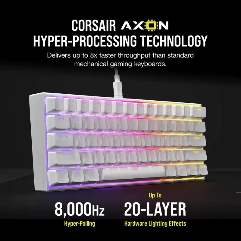 Corsair K65 RGB Mini 60% Mechanical Gaming Keyboard Cherry MX Red (White)