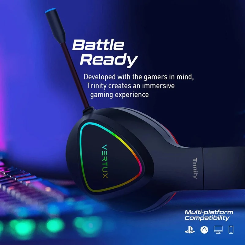 VERTUX TRINITY STEREO IMMERSIVE PRO GAMING OVER-EAR WIRED HEADPHONE (RED)