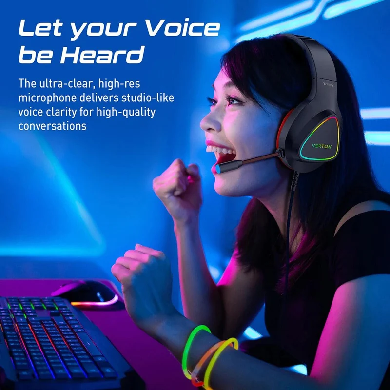 VERTUX TRINITY STEREO IMMERSIVE PRO GAMING OVER-EAR WIRED HEADPHONE (RED)