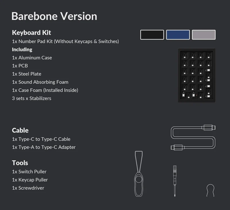 Keychron Q0 QMK Barebone Custom Number Pad (Silver Grey) (Q0A2)