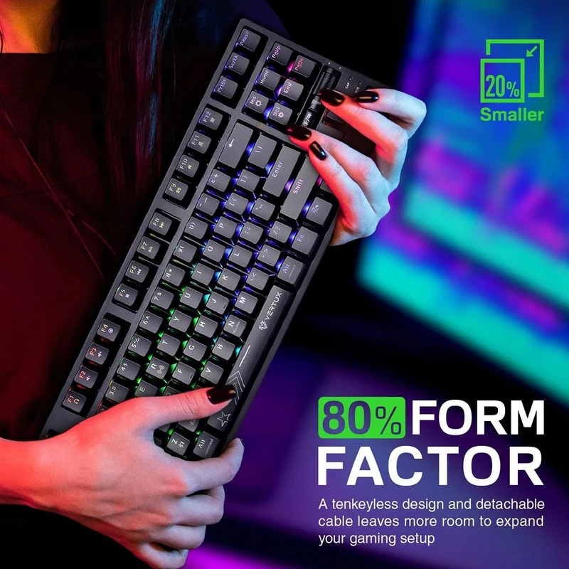 VERTUX VERTUPRO-80 HYPERSPEED TENKEYLESS MECHANICAL KEYBOARD (BLACK)