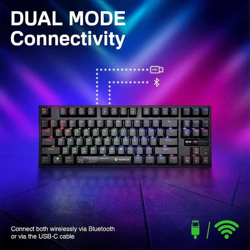 VERTUX VERTUPRO-80 HYPERSPEED TENKEYLESS MECHANICAL KEYBOARD (BLACK)