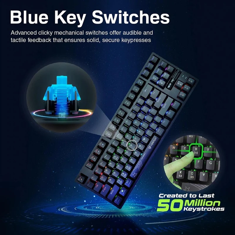 VERTUX VERTUPRO-80 HYPERSPEED TENKEYLESS MECHANICAL KEYBOARD (BLACK)