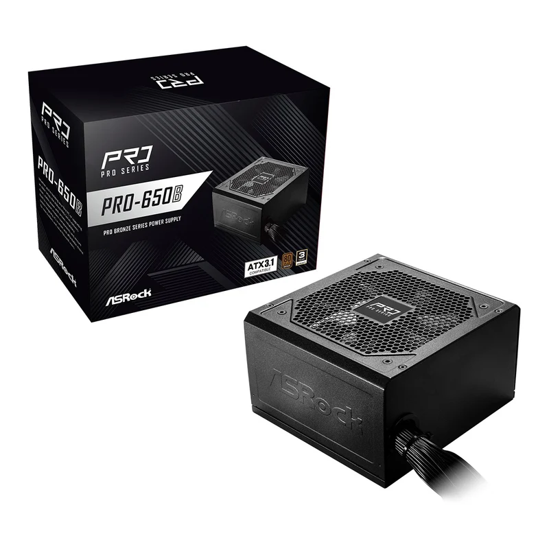 ASRock Pro-650B 650W 80+ Bronze ATX 3.1 Non-Modular Power Supply