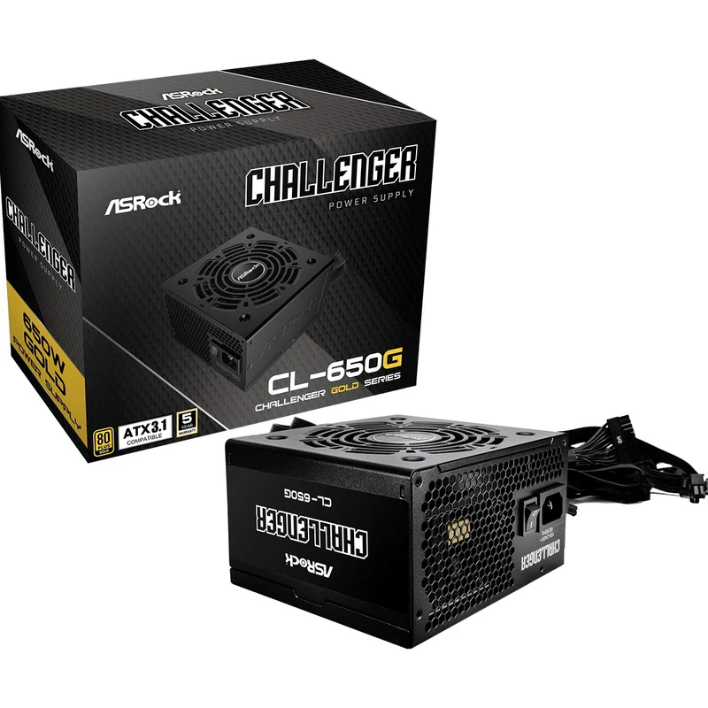 ASRock Challenger CL-650G 650W 80+ Gold ATX 3.1 Ready Non-Modular Power Supply