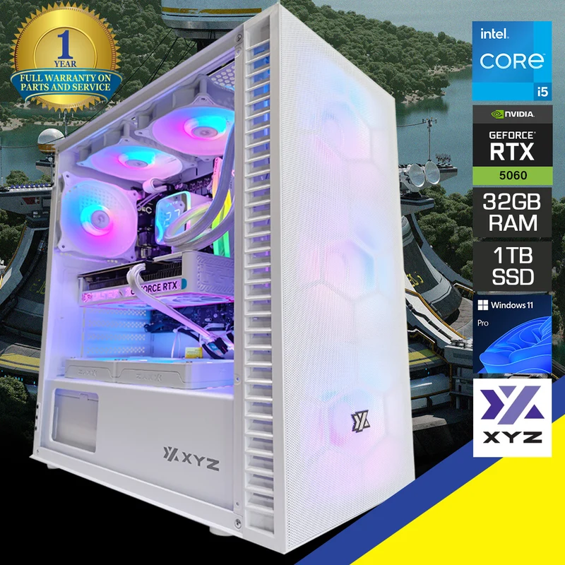 Sigma Airone 100 White Desktop Gaming PC | Intel i5 14400F | 32GB RAM | 1TB SSD | RTX 5060 | Windows 11 Pro