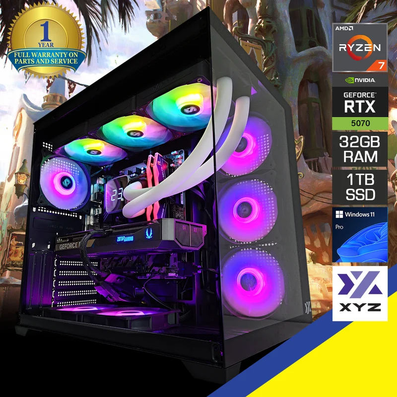 Aurora Tesseract X 50 Black Desktop Gaming PC | AMD Ryzen 7 8700F | 32GB RAM | 1TB SSD | RTX 5070 | Windows 11 Pro