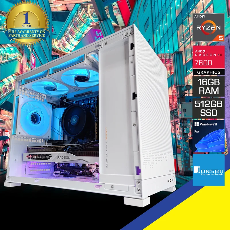Alpha D32 White Desktop Gaming PC | AMD Ryzen 5 5600 | 16GB RAM | 512GB SSD | RX 7600 | Windows 11 Pro