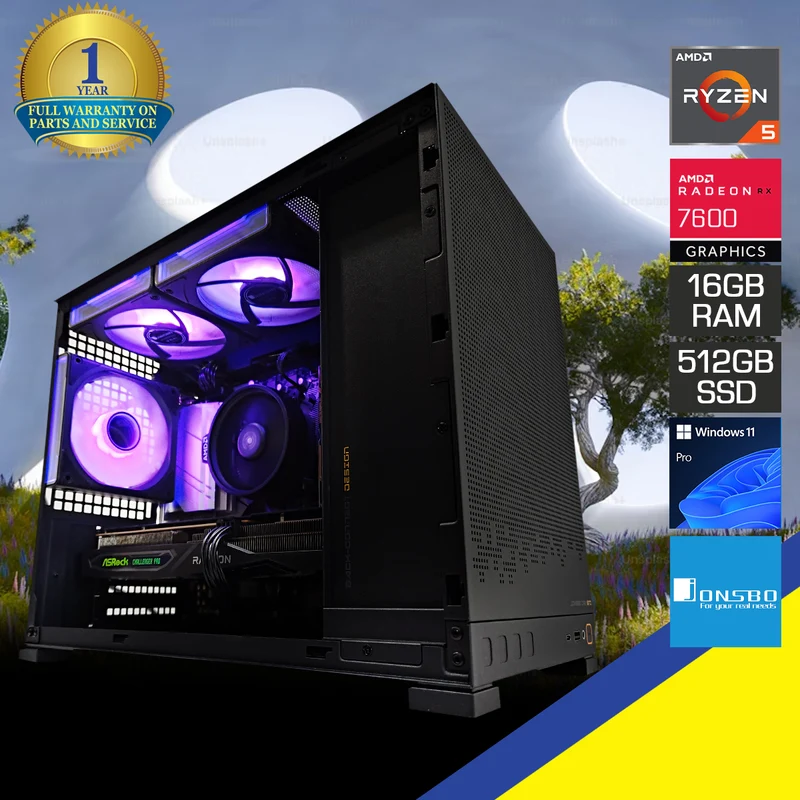 Alpha D32 Black Desktop Gaming PC | AMD Ryzen 5 5600 | 16GB RAM | 512GB SSD | RX 7600 | Windows 11 Pro