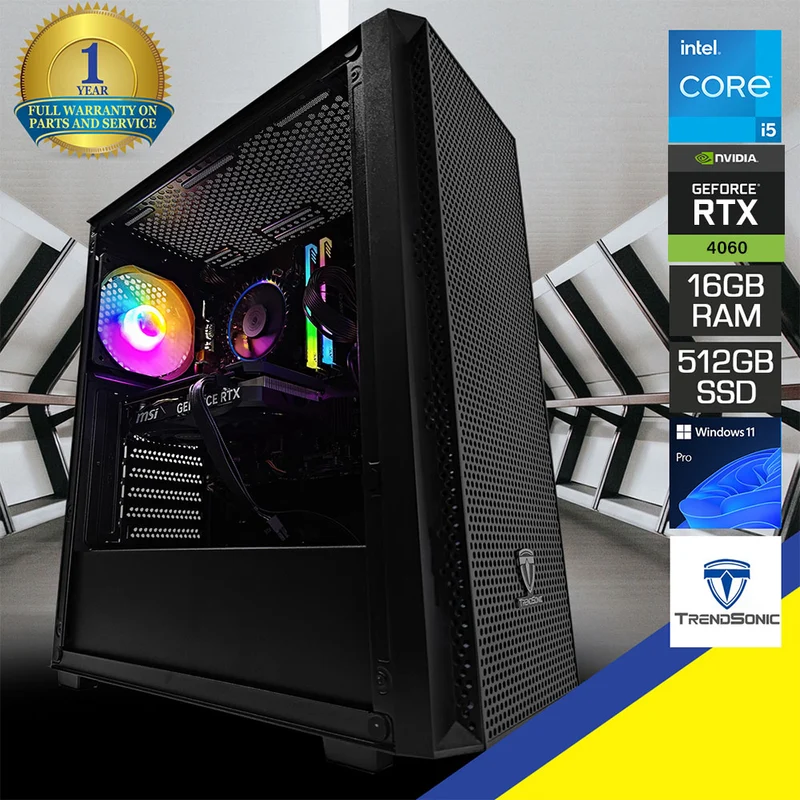 Alpha Breeze Black Desktop Gaming PC | Intel Core i5 14400F | 16GB RAM | 512GB SSD | RTX 4060 | Windows 11 Pro