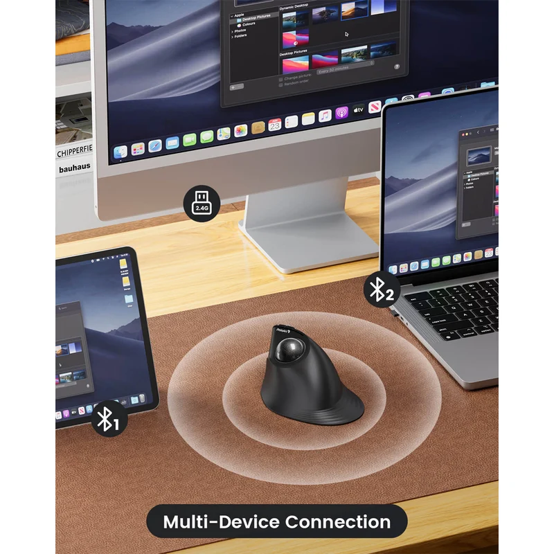 ProtoArc EM05 NL Ergonomic Vertical Wireless Trackball Mouse (Black + Blue Ball, Black + Grey Ball, Black + Red Ball, Black + Violet Ball)