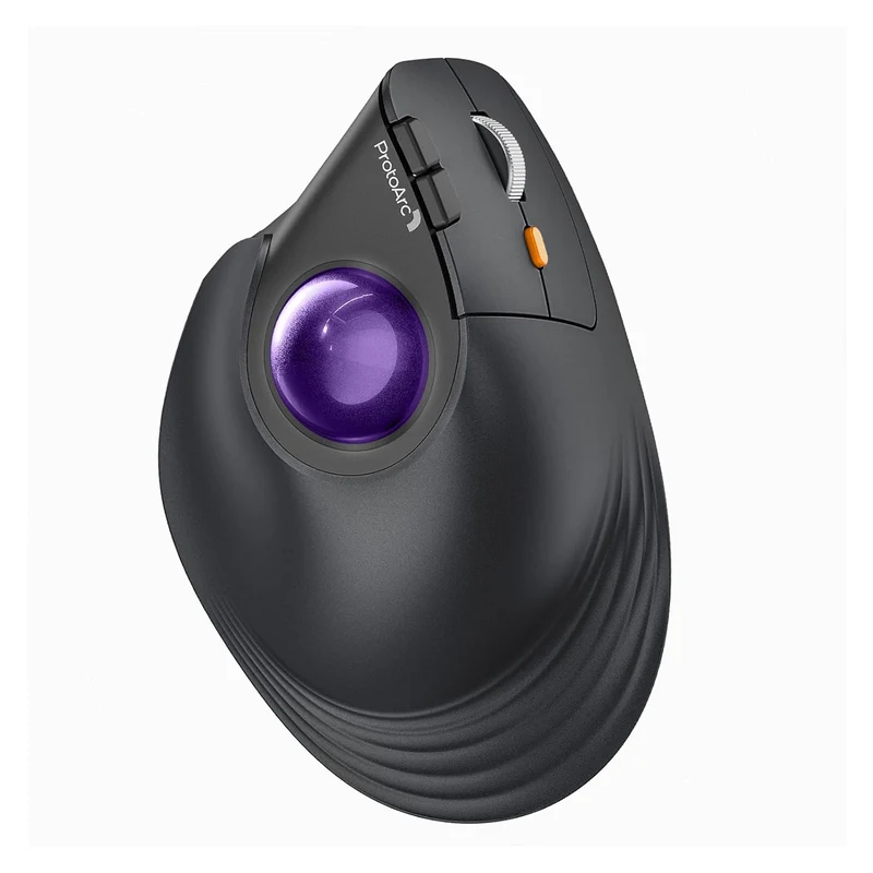 ProtoArc EM05 NL Ergonomic Vertical Wireless Trackball Mouse (Black + Blue Ball, Black + Grey Ball, Black + Red Ball, Black + Violet Ball)