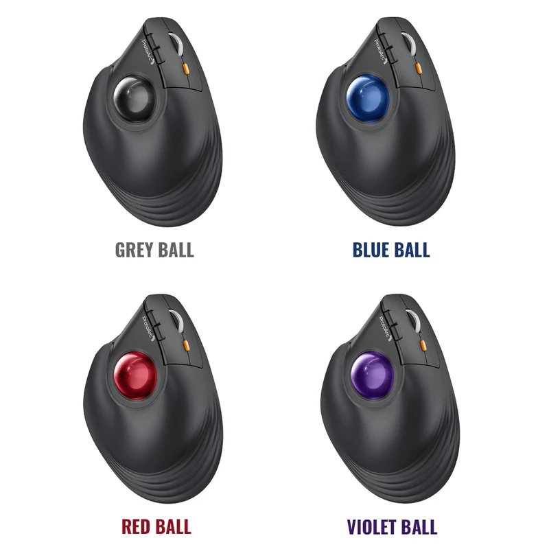ProtoArc EM05 NL Ergonomic Vertical Wireless Trackball Mouse (Black + Blue Ball, Black + Grey Ball, Black + Red Ball, Black + Violet Ball)