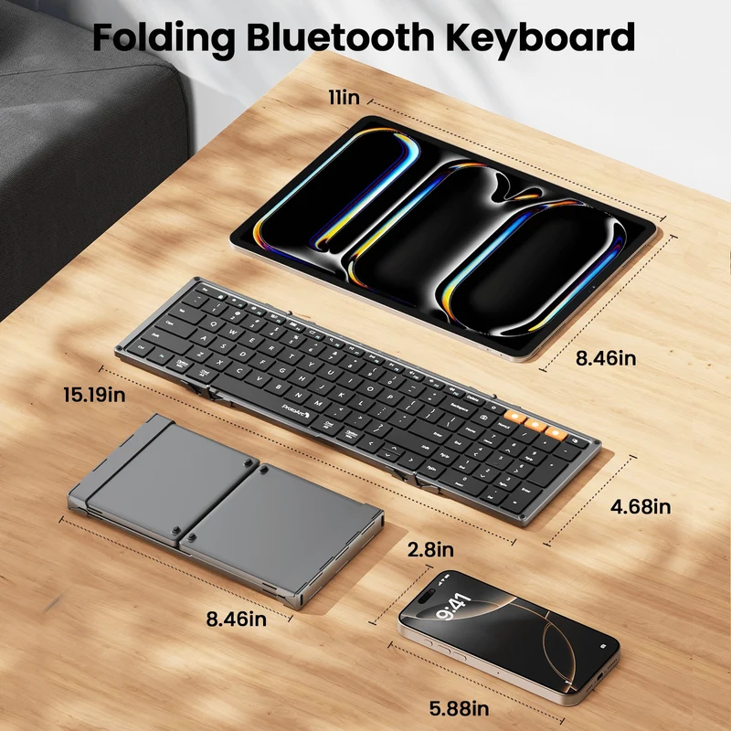 ProtoArc XK01 Foldable Full-Size Bluetooth Keyboard (Space Grey) (CP012683)