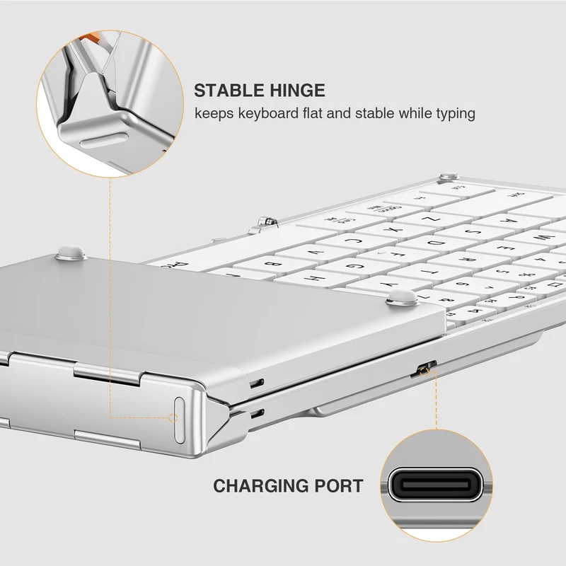 ProtoArc XK01 Foldable Full-Size Bluetooth Keyboard (White) (CP012684)