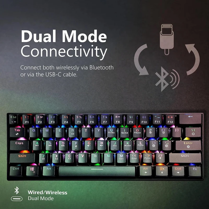 VERTUX VERTUPRO ULTIMATE PERFORMANCE DUAL MODE WIRED/WIRELESS GAMING KEYBOARD (BLACK)