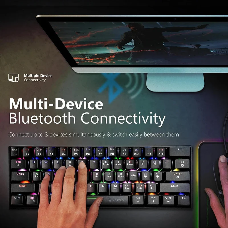 VERTUX VERTUPRO ULTIMATE PERFORMANCE DUAL MODE WIRED/WIRELESS GAMING KEYBOARD (BLACK)