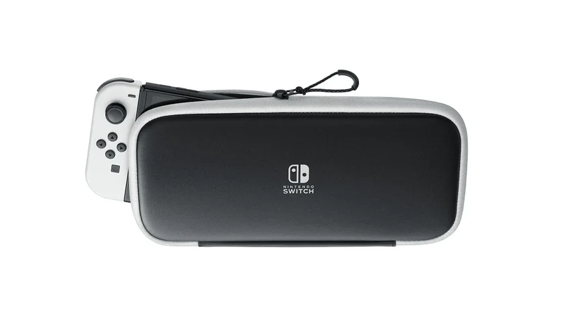 NINTENDO SWITCH OLED CARRYING CASE & SCREEN PROTECTOR (BLACK/WHITE) (MDE)