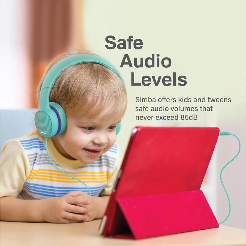 PROMATE Simba Over-Ear Hi-Definition Safe Audio Wired Headset (Emerald)