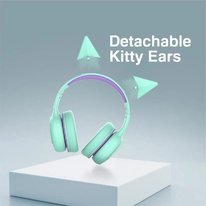 PROMATE Simba Over-Ear Hi-Definition Safe Audio Wired Headset (Emerald)