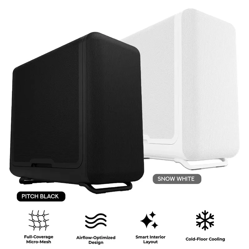 Hyte X50 Air Full-Coverage Micro-Mesh ATX Mid-Tower Modern Performance PC Case (Pitch Black, Snow White)