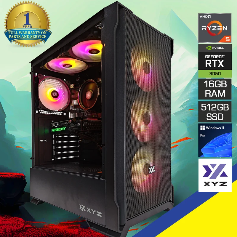 Alpha Airone 300 X Mesh Black Desktop Gaming PC | AMD Ryzen 5 5600 | 16GB RAM | 512GB SSD | RTX 3050 | Windows 11 Pro