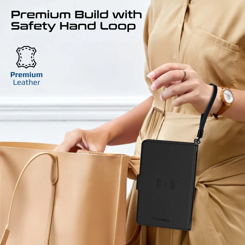 Promate PassMate Anti-Loss Slim Leather Passport Holder with RFID Protection & Smart Tracking (Black, Blue, Brown, Burgundy)