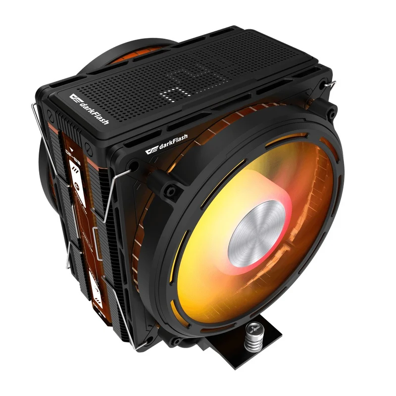 DarkFlash E400 Plus LED Matrix Display Dual Fan Tower CPU Cooler (Black, White)