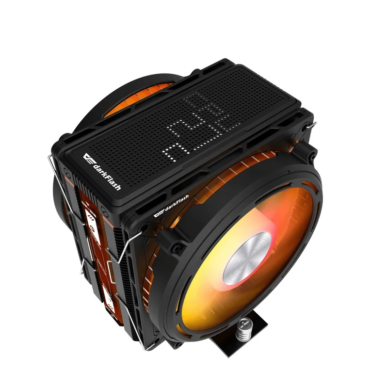DarkFlash E400 Plus LED Matrix Display Dual Fan Tower CPU Cooler (Black, White)