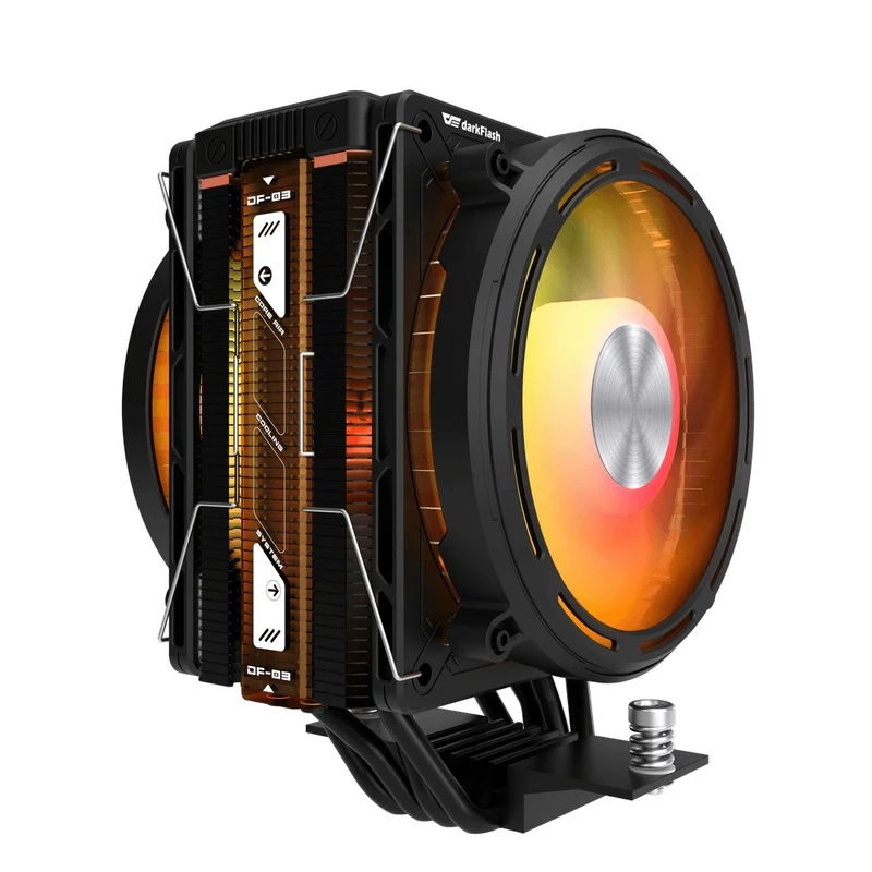 DarkFlash E400 Plus LED Matrix Display Dual Fan Tower CPU Cooler (Black, White)
