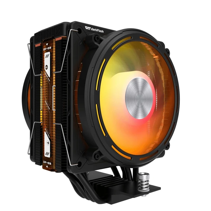 DarkFlash E400 Plus LED Matrix Display Dual Fan Tower CPU Cooler (Black, White)