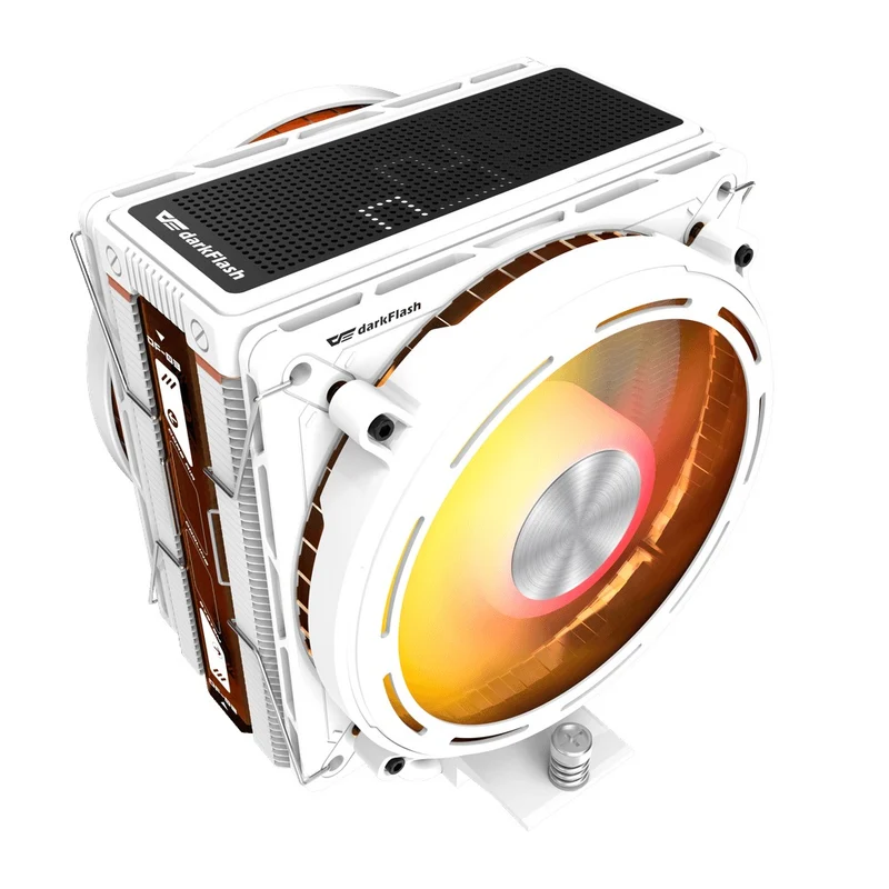 DarkFlash E400 Plus LED Matrix Display Dual Fan Tower CPU Cooler (Black, White)