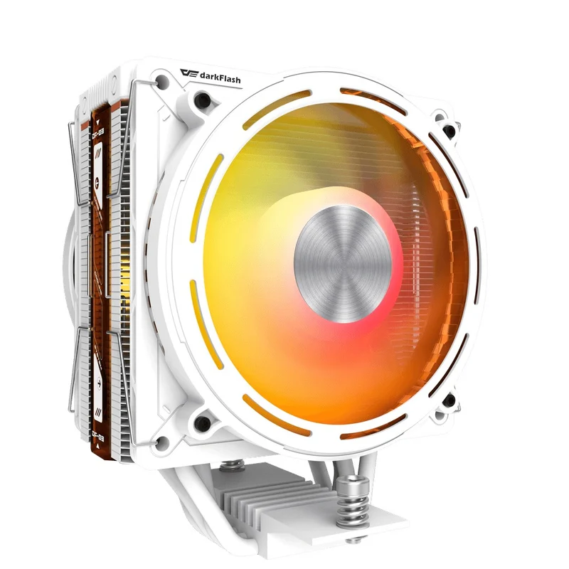 DarkFlash E400 Plus LED Matrix Display Dual Fan Tower CPU Cooler (Black, White)