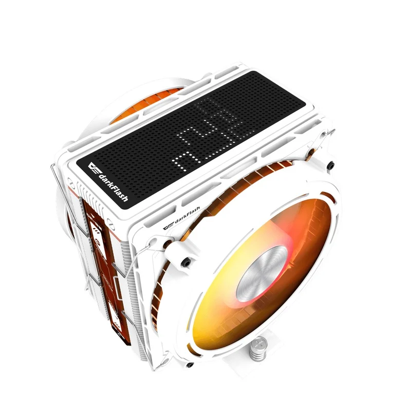 DarkFlash E400 Plus LED Matrix Display Dual Fan Tower CPU Cooler (Black, White)