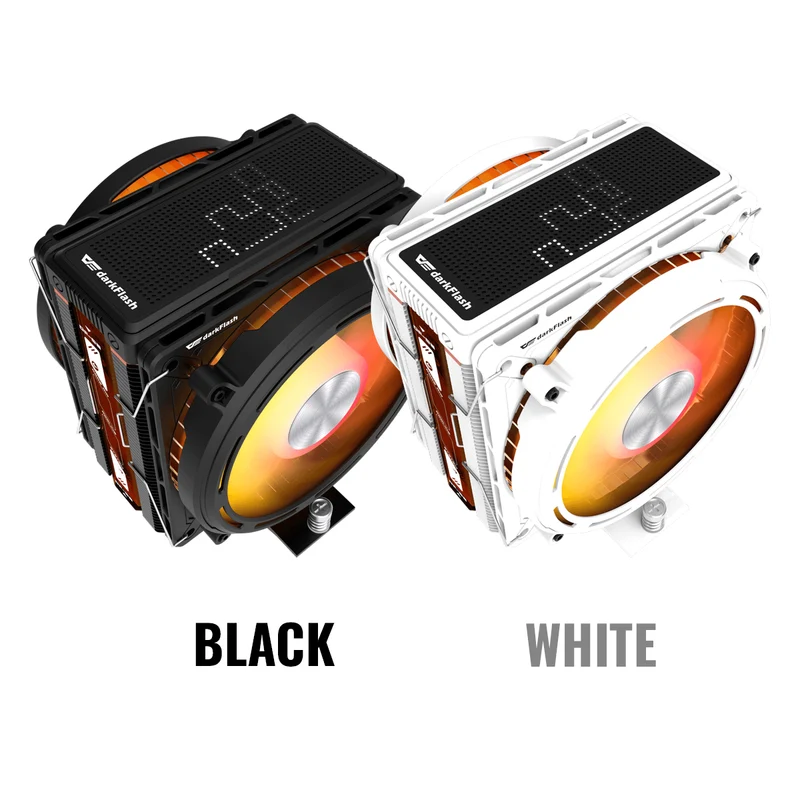DarkFlash E400 Plus LED Matrix Display Dual Fan Tower CPU Cooler (Black, White)