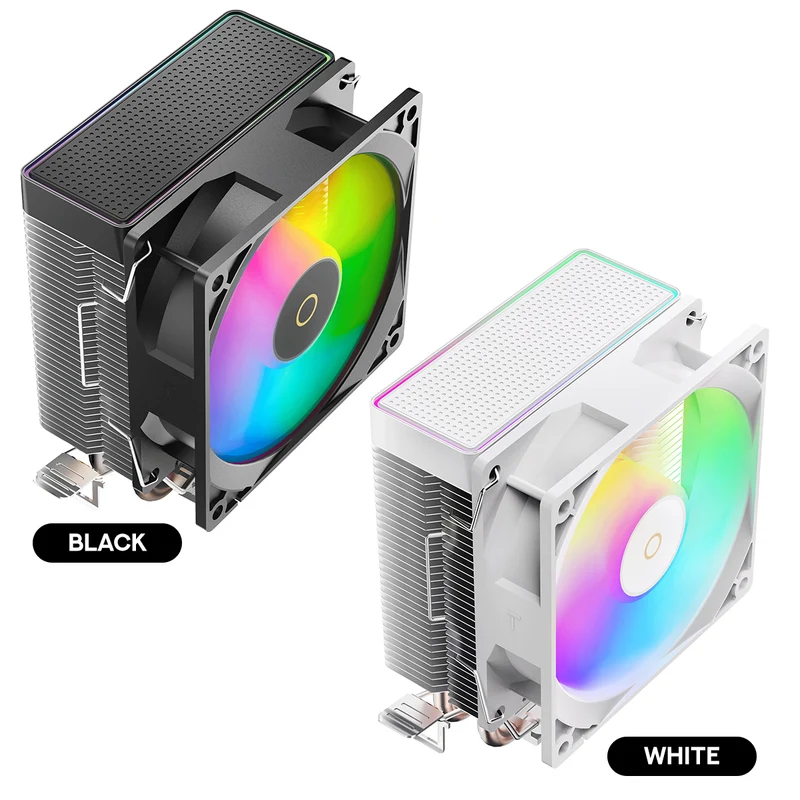 Ocypus Gamma A20 ARGB Dual Heat Pipes, 92mm Fan Small-Tower Air Cooler with ARGB Lighting (Black, White)
