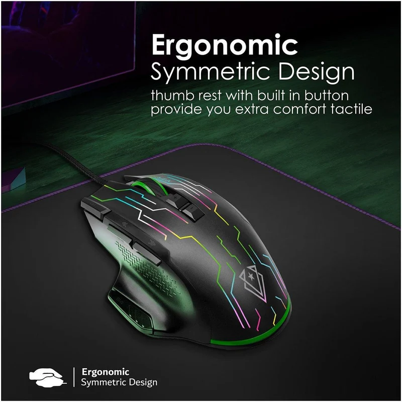 Vertux Kryptonite Superior Quick Performance Wired Gaming Mouse Black