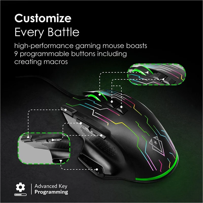 Vertux Kryptonite Superior Quick Performance Wired Gaming Mouse Black