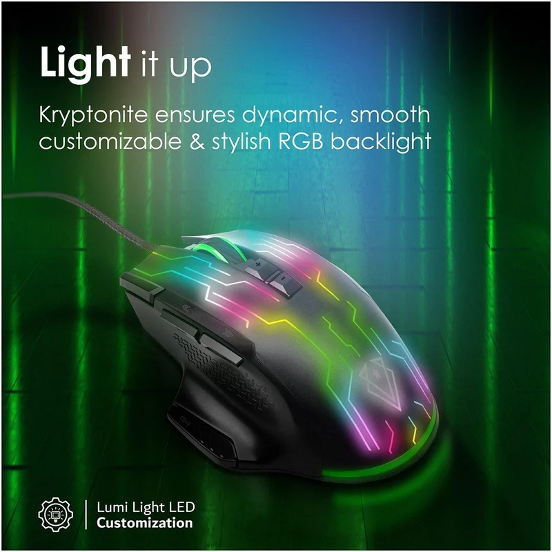 Vertux Kryptonite Superior Quick Performance Wired Gaming Mouse Black