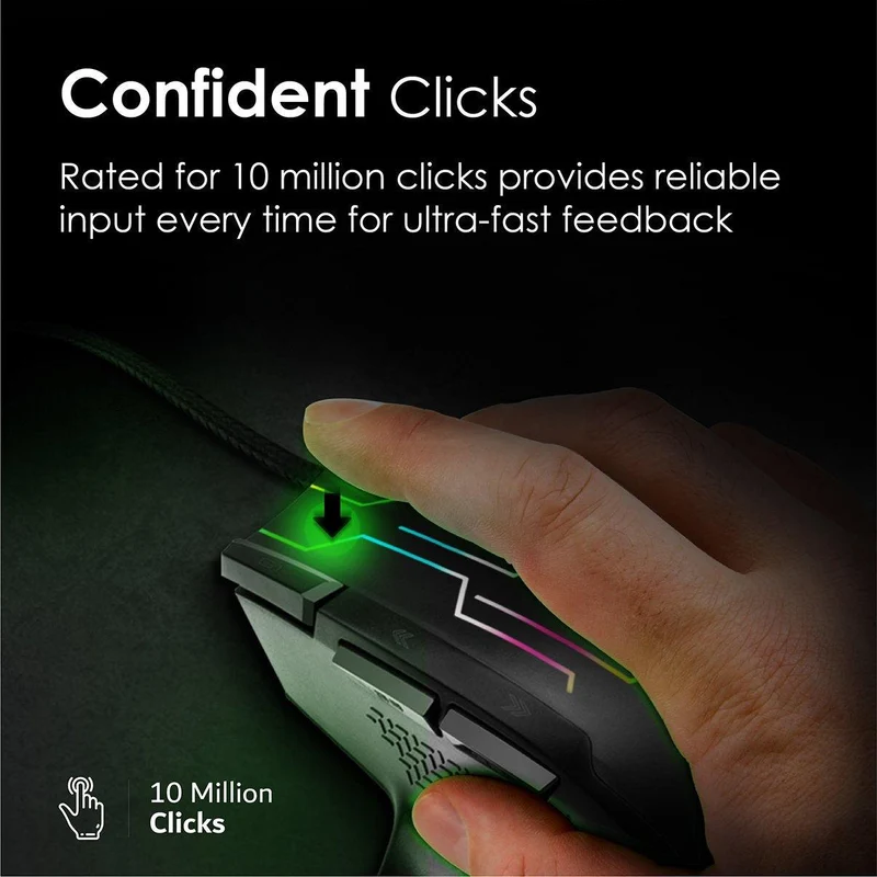 Vertux Kryptonite Superior Quick Performance Wired Gaming Mouse Black